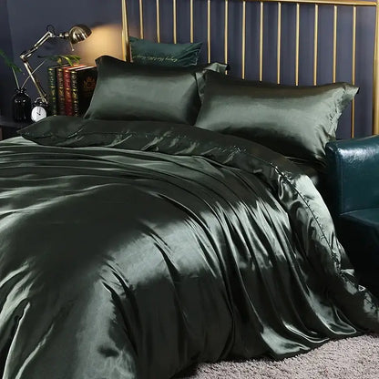 Luxurious crimson satin bedding set – bedroom duvet cover and sheets