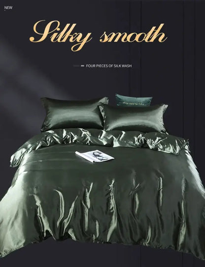 Luxurious crimson satin bedding set – bedroom duvet cover and sheets