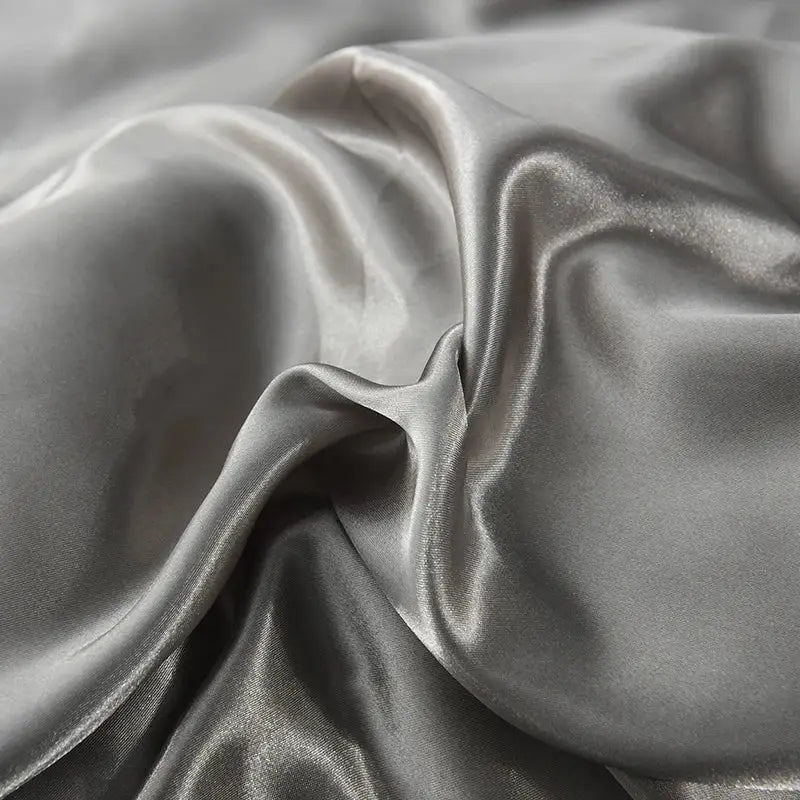 Elegant ruffled silk gray satin silk bedding set bedroom duvet cover