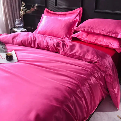 Elegant ruffled silk gray satin silk bedding set bedroom duvet cover