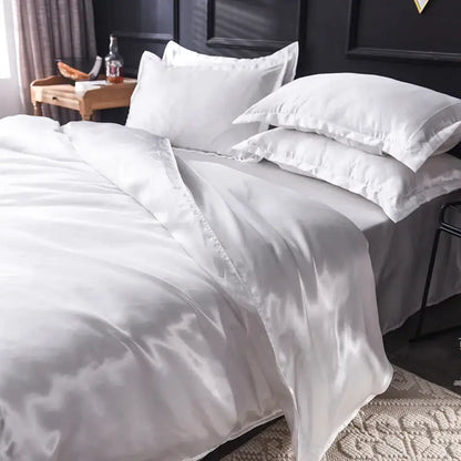 Elegant ruffled silk gray satin silk bedding set bedroom duvet cover