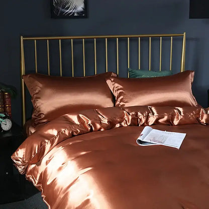 Luxurious turquoise satin duvet cover set bedroom bed sheet