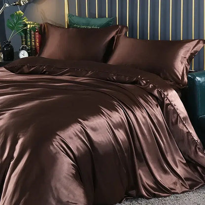 Luxurious emerald satin duvet cover set bedroom bedding