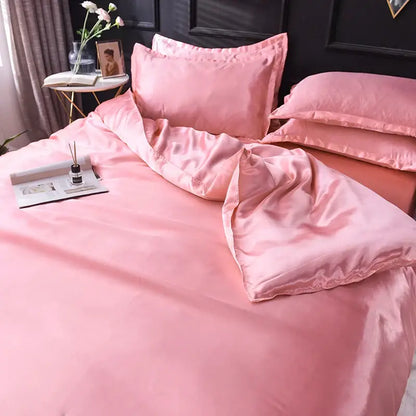 Luxurious silver & beige silk duvet cover bedding set bedroom