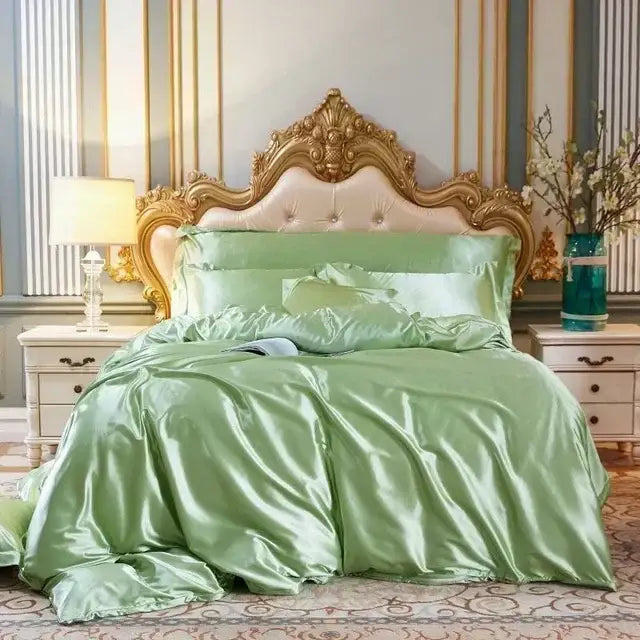 Luxurious dark green mulberry silk bedding set bedroom duvet cover