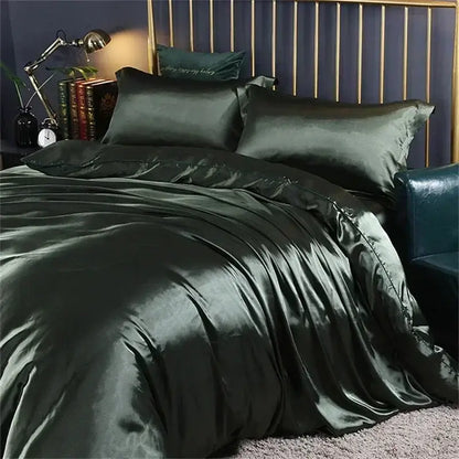 Turquoise & silver satin duvet cover bedding set for bedroom