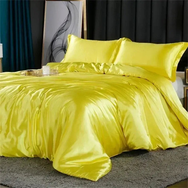 Turquoise & silver satin duvet cover bedding set for bedroom