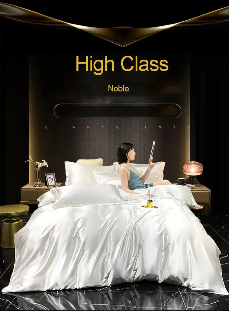 Turquoise & silver satin duvet cover bedding set for bedroom