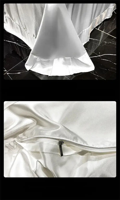 Turquoise & silver satin duvet cover bedding set for bedroom