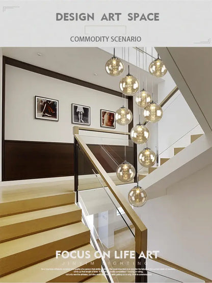 Modern loft dark & amber glass spiral chandelier dining room pendant