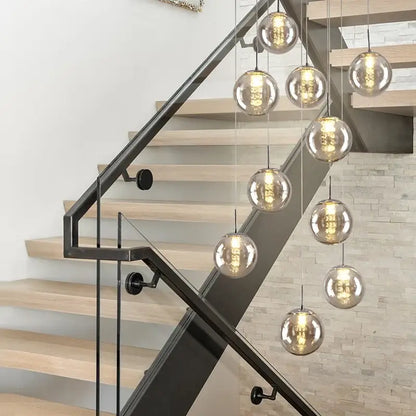 Modern loft dark & amber glass spiral chandelier dining room pendant