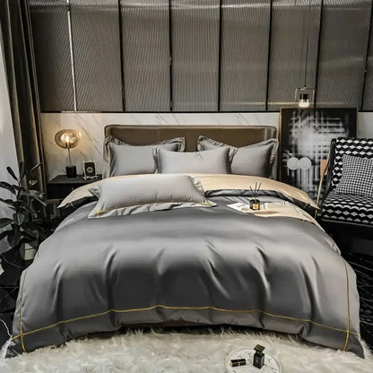 Luxurious navy & gold egyptian cotton duvet cover bedding set bedroom