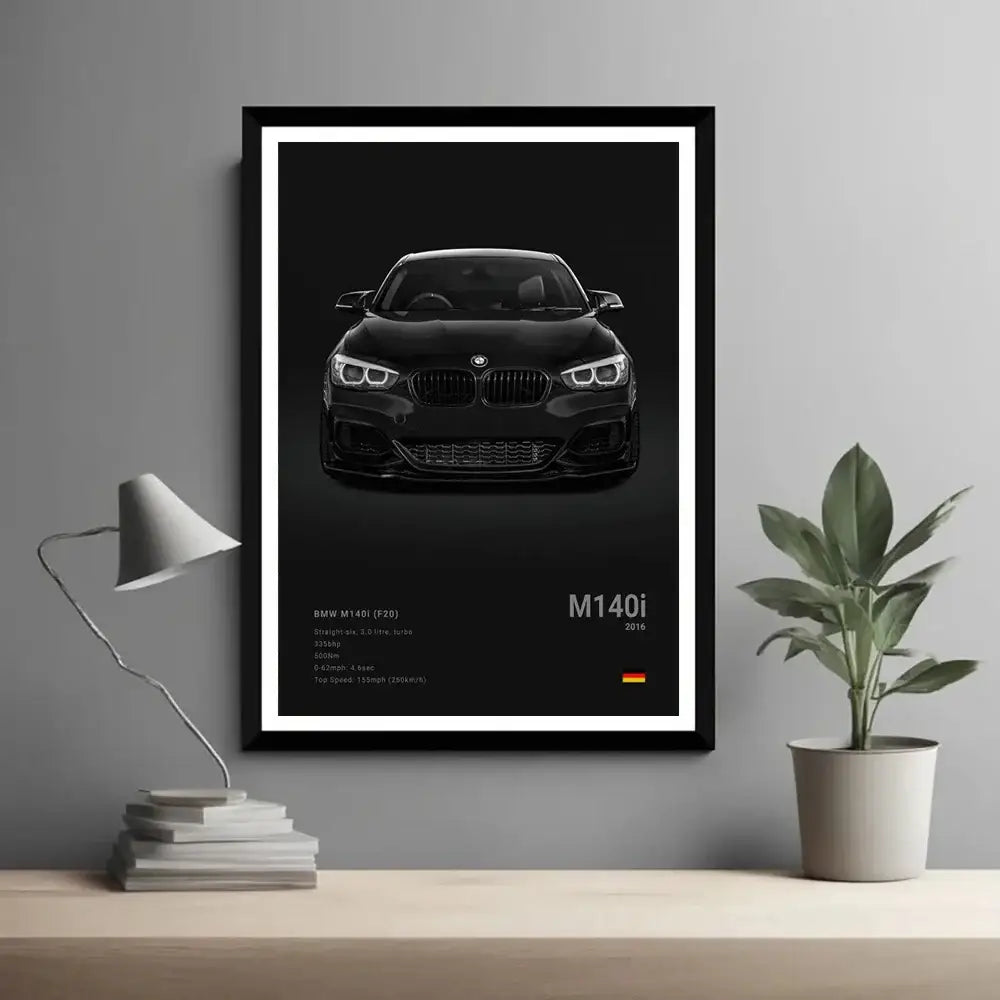 Luxury black & white car wall art print living room decor