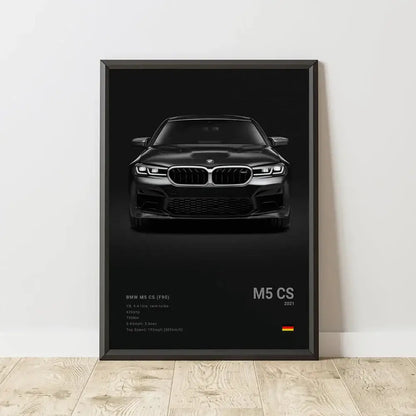 Luxury black & white car wall art print living room decor