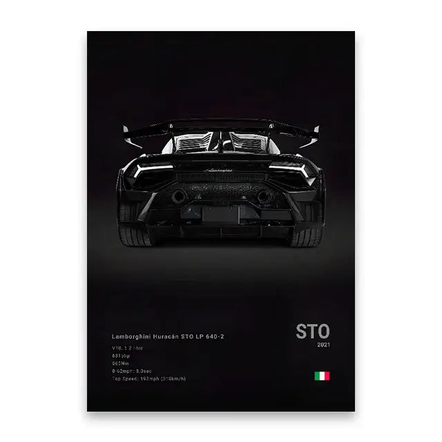 Luxury black & white car wall art print living room decor