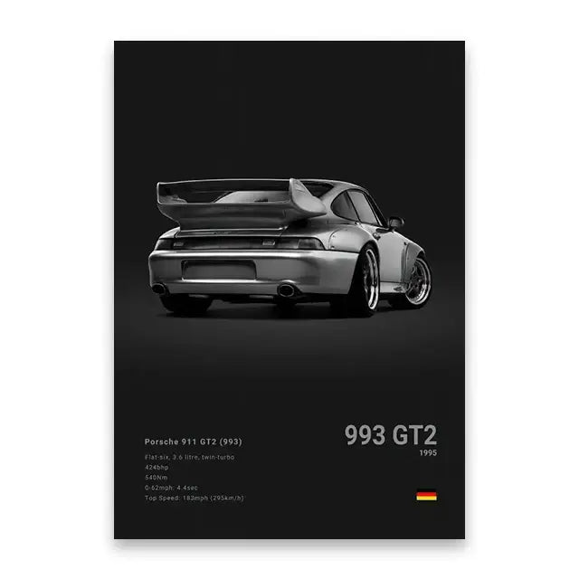 Luxury black & white car wall art print living room decor