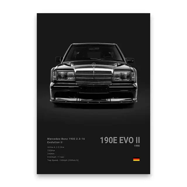 Modern black luxury car canvas wall art bedroom decor