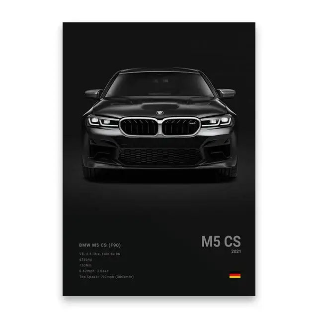 Modern black luxury car canvas wall art bedroom decor
