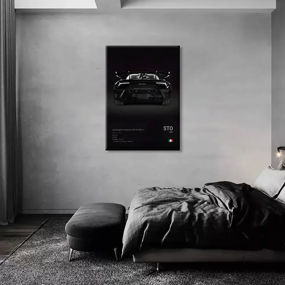Modern black luxury car canvas wall art bedroom decor