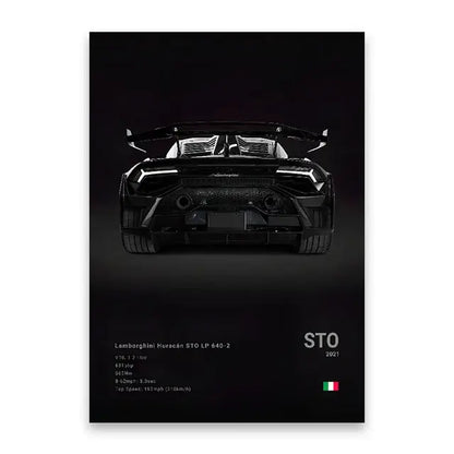Modern black luxury car canvas wall art bedroom decor