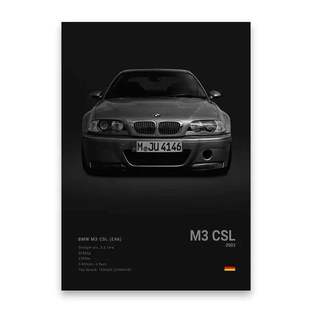 Modern black luxury car canvas wall art bedroom decor