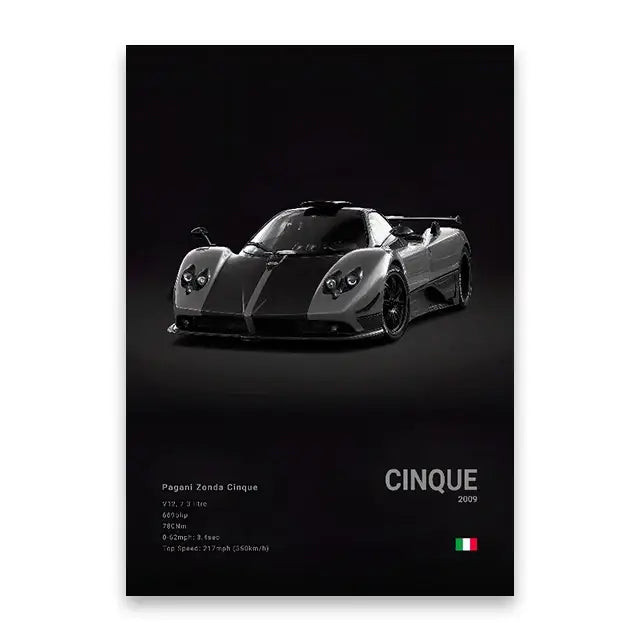 Modern black luxury car canvas wall art bedroom decor