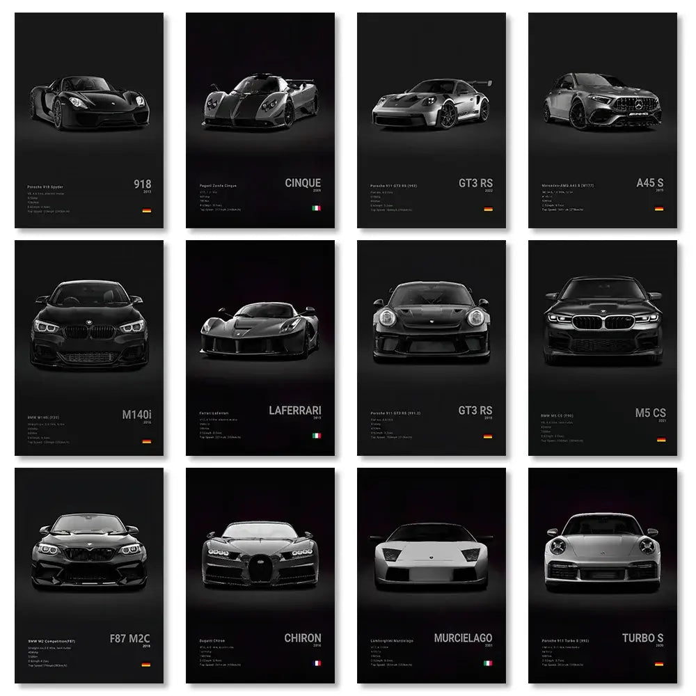 Modern black luxury car canvas wall art bedroom decor