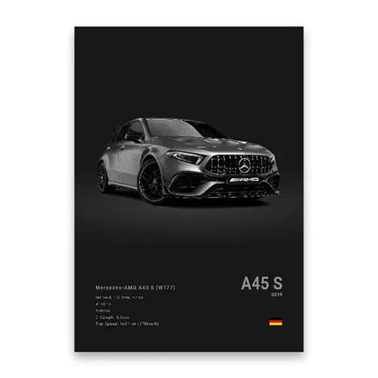 Modern black sports car canvas wall art living room decor