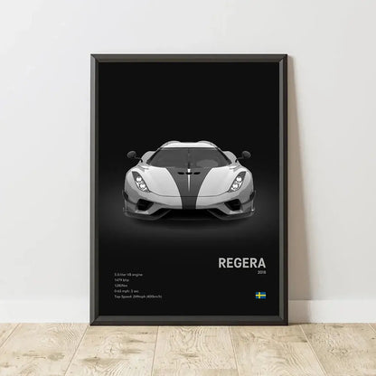 Modern monochrome hypercar canvas wall art living room decor