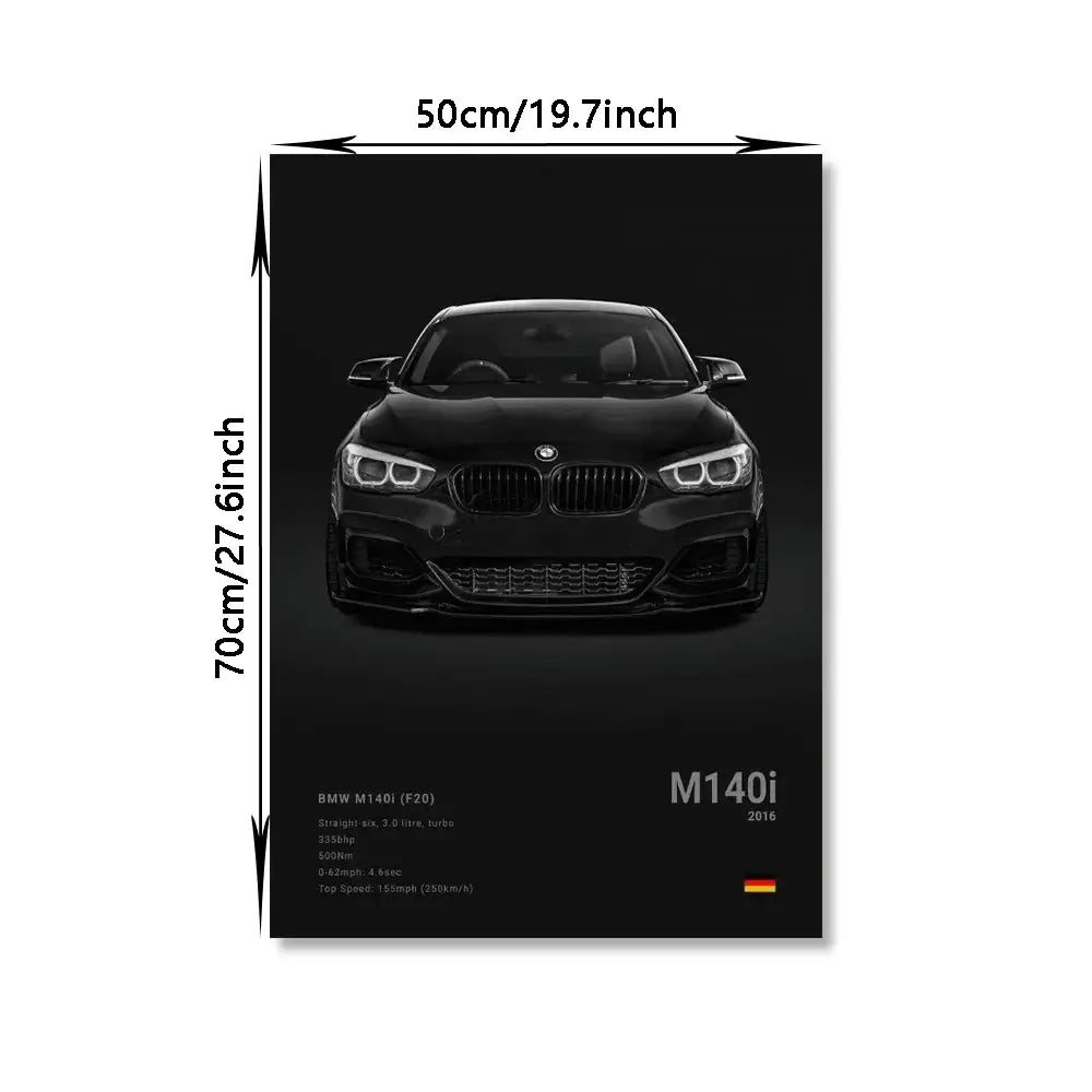 Modern black sports car canvas wall art living room decor