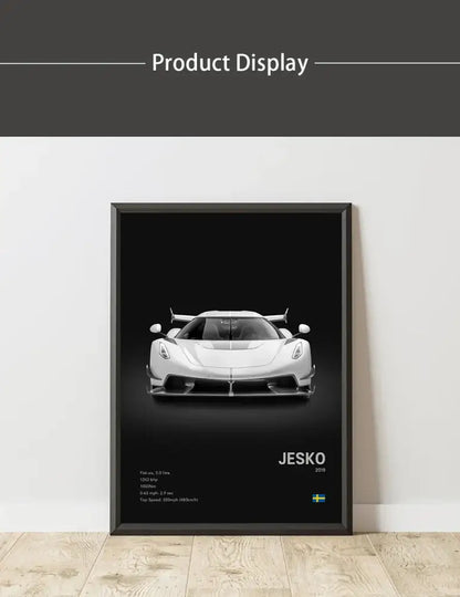 Modern monochrome hypercar canvas wall art living room decor