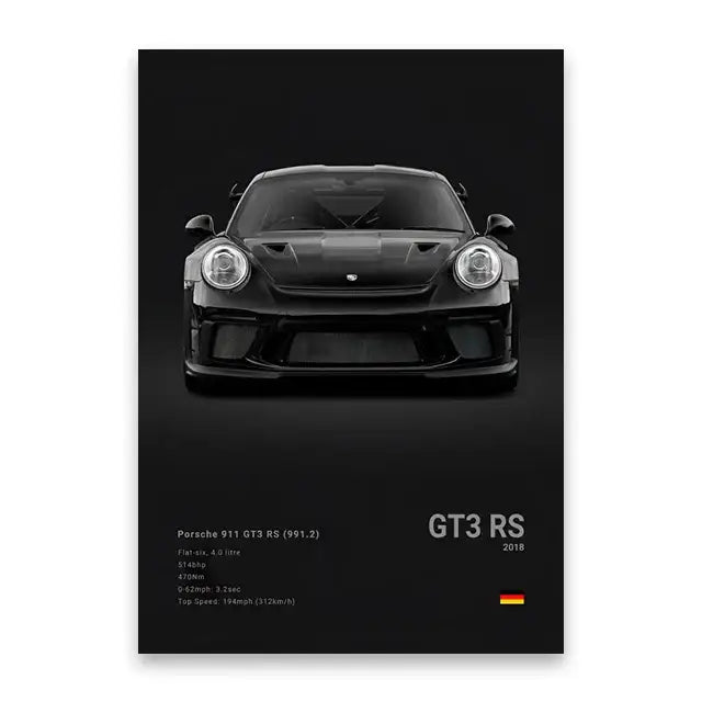 Modern black sports car canvas wall art living room decor