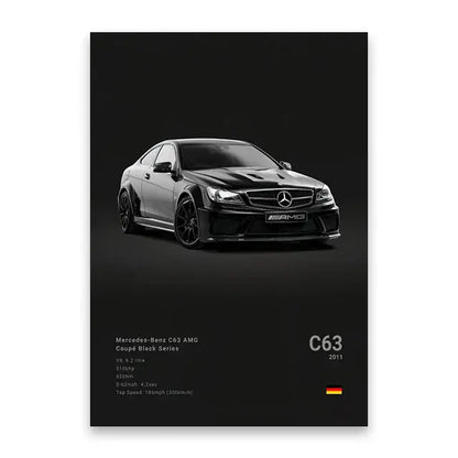 Modern white sports car canvas wall art living room decor