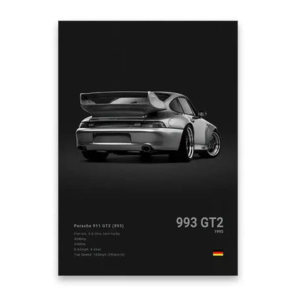 Modern black sports car canvas wall art living room decor
