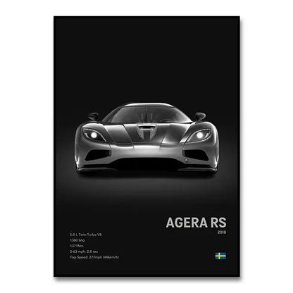 Modern monochrome hypercar canvas wall art living room decor