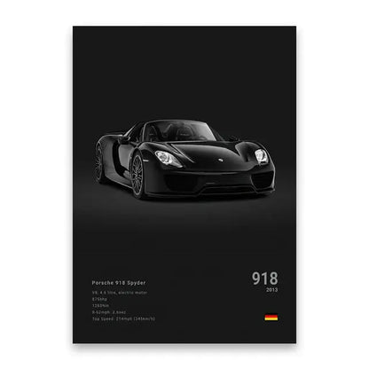 Modern black sports car canvas wall art living room decor