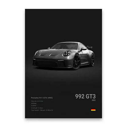 Modern white sports car canvas wall art living room decor
