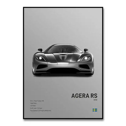 Modern monochrome hypercar canvas wall art living room decor