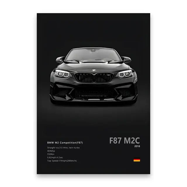Modern black sports car canvas wall art living room decor