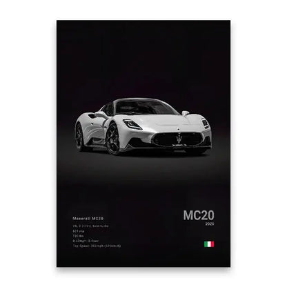 Modern black sports car canvas wall art living room decor