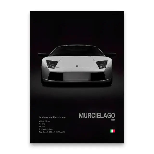 Modern white sports car canvas wall art living room decor