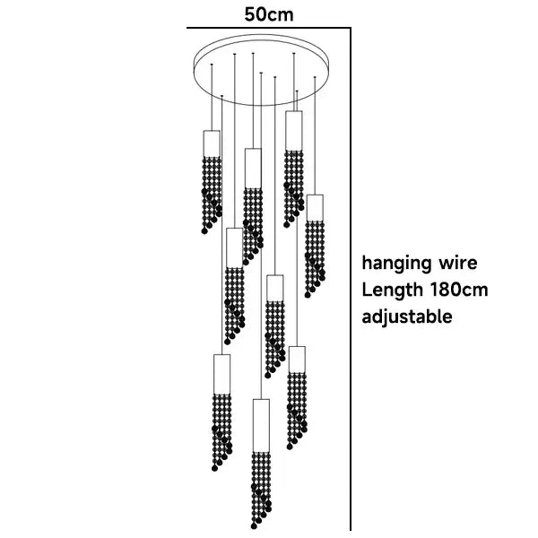 Modern chrome crystal led chandelier staircase cascading light