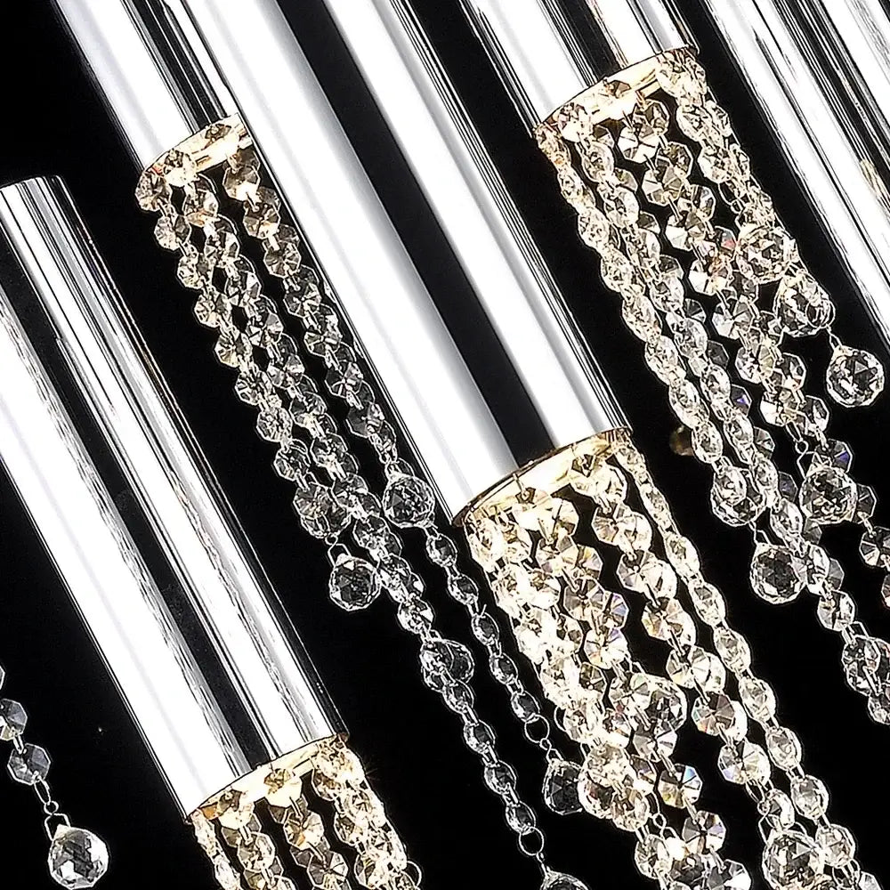 Modern chrome crystal led chandelier staircase cascading light