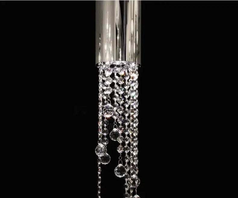 Modern chrome crystal led chandelier staircase cascading light