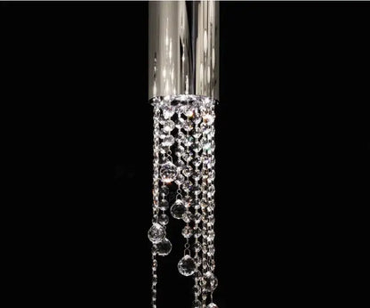 Modern chrome crystal led chandelier staircase cascading light