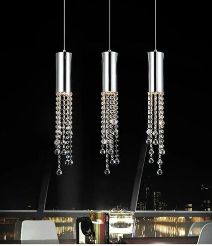 Modern chrome crystal led chandelier staircase cascading light