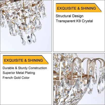 Luxury retro crystal chandelier brass dining room 7-light fixture