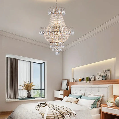 Luxury retro crystal chandelier brass dining room 7-light fixture