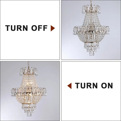 Luxury retro crystal chandelier brass dining room 7-light fixture