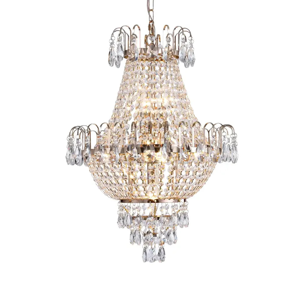 Luxury retro crystal chandelier brass dining room 7-light fixture